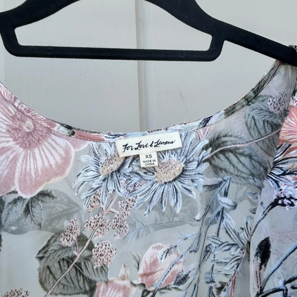 For Love and lemons floral crop top blouse size xs